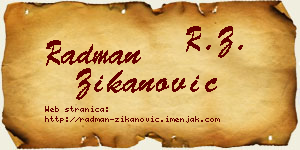 Radman Žikanović vizit kartica